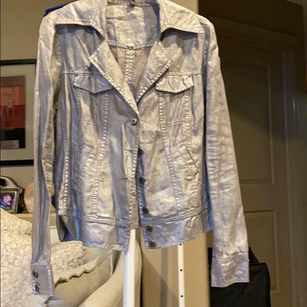 Bandolero linen/ polyurethane jacket , sparkly